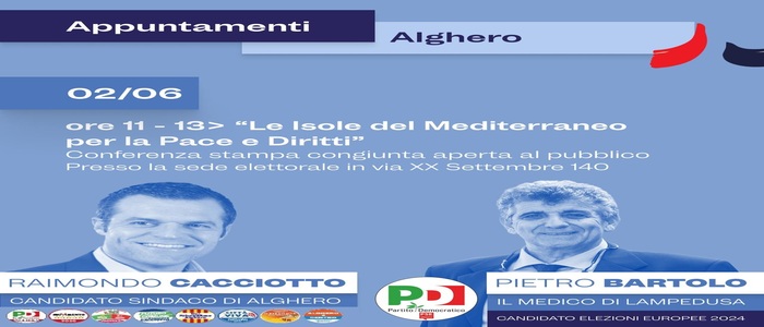 Europee 8-9 giugno: Pietro Bartolo, candidato PD nel collegio Isole, da domani in Sardegna