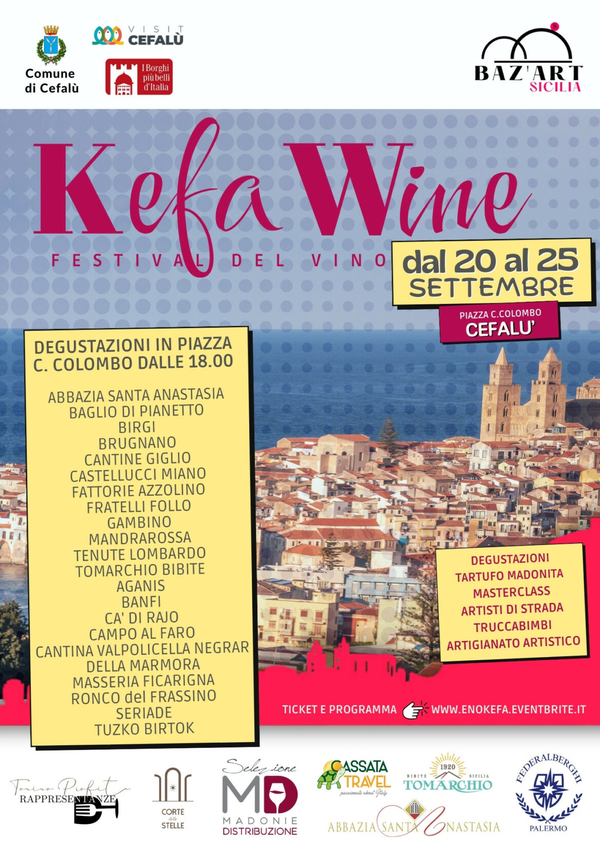 KefaWine: oltre 50 etichette in degustazione a Cefalù dal 20 al 25 settembre