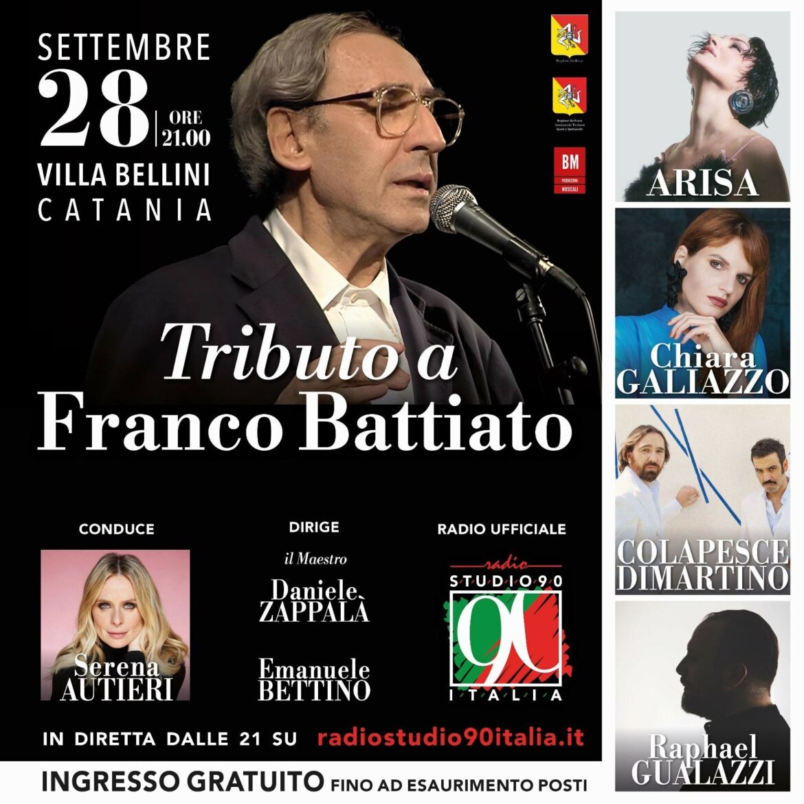 Sabato 28 settembre ore 21:00 grande musica dal vivo in memoria del maestro Battiato