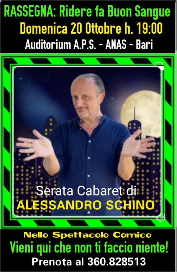 DOMENICA 20 OTTOBRE SERATA CABARET CON ALESSANDRO SCHINO