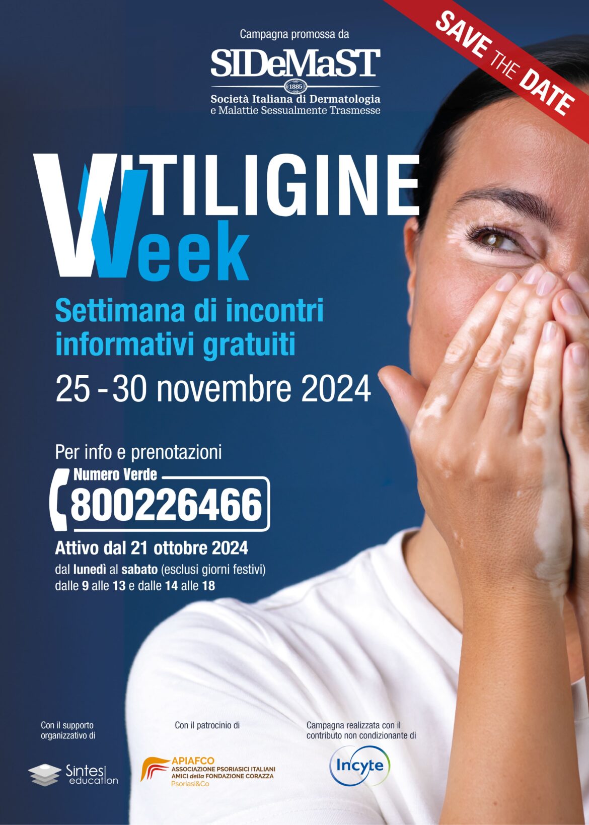 La Vitiligine Week arriva in Sicilia: dal 25 al 30 novembre incontri gratuiti con i dermatologi dedicati ai pazienti