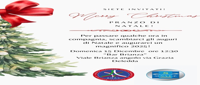 PRANZO DI NATALE DOMENICA 15 DICEMBRE