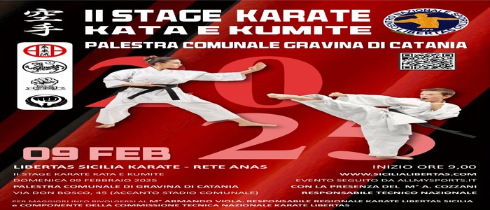 Domenica a Gravina di Catania e dirigente nazionale regionali della libertas in occasione dello stage di karate Kata e kumite