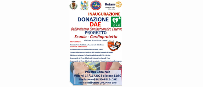 L’A.N.A.S. zonale di Collesano dona un DAE  Defibrillatore Semiautomatico Esterno al Comune di Lascari