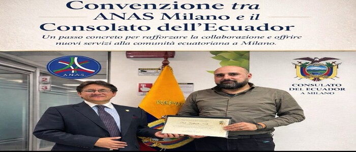 Milano: L’ANAS incontra il Console dell’Ecuador e la comunità ecuadoriana per avviare una sinergia  e Cooperazione nei servizi offerti dalla rete