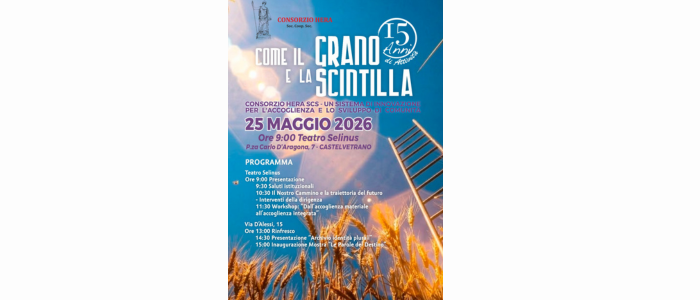 Il Consorzio Hera celebra 15 anni di impegno sociale: il 25 maggio 2026 l’evento al Teatro Selinus di Castelvetrano