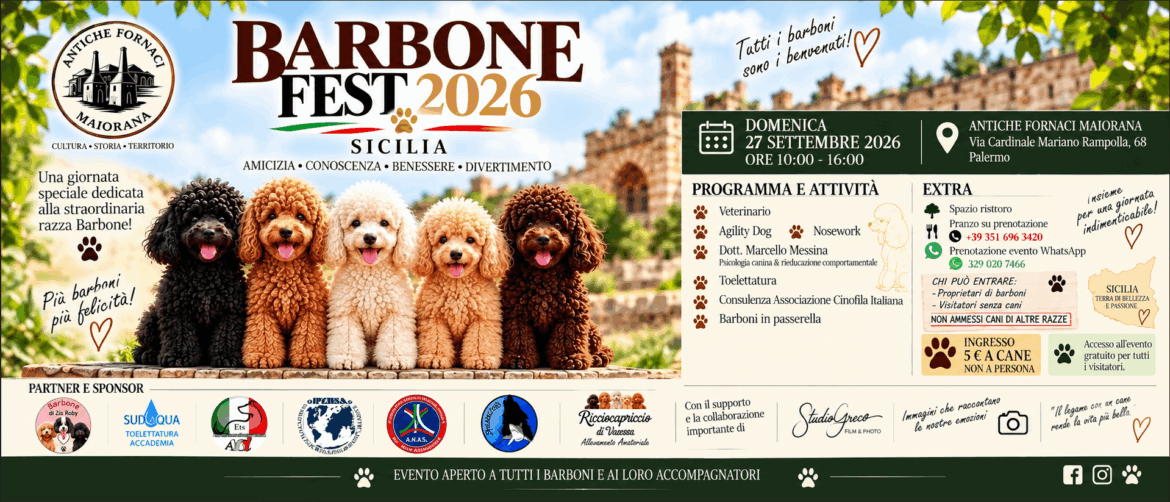 Barbone Fest 2026, a Palermo una giornata dedicata ai barboni: appuntamento il 27 settembre